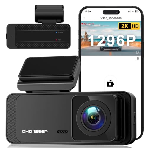 Dash Cam 1296P WiFi Front Dash Camera for Cars, Veement V300...