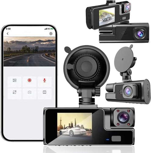 Dash Cam with APP, Upgrade Front and Inside WiFi Dash Cam...
